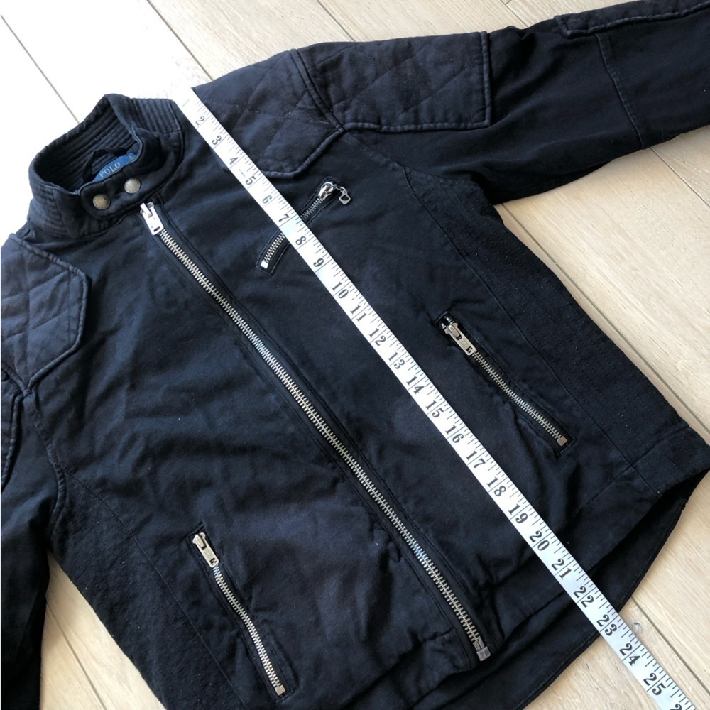 Polo Ralph Lauren Quilt Patch Moto Jacket in Black Women’s Size M - Picture 8 of 14